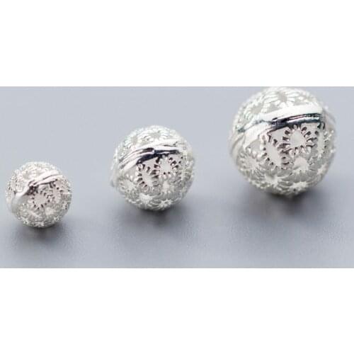 925 Sterling Silver Buddha Hollow Spacer Beads 6mm 8mm 10mm Round Silver Prayer Loose Silver Beads DIY Fine Jewelry Accessories