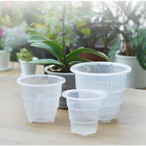 Practical Mesh Pot Plastic Clear Orchid Flower Container Planter Home Gardening Decoration