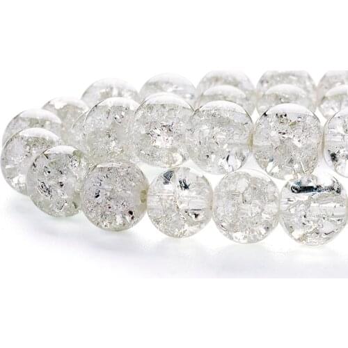 Pandahall 8mm 1 Strand Clear Crackle Glass Round Beads Spacer Loose Bead for DIY Jewelry Making Hole: 1.3~1.6mm, 31.4"