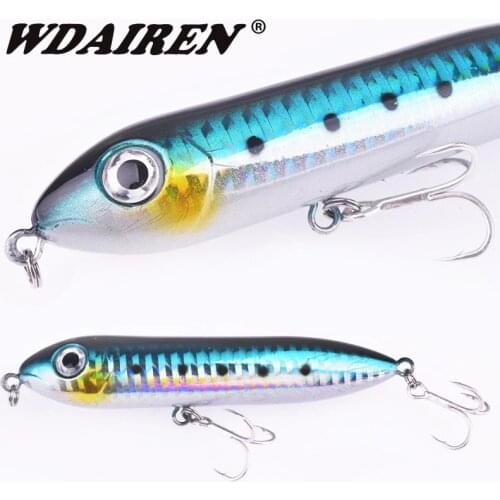 WDAIREN Bullet Head Pencil Hard Bait 90mm 12g Topwater Fishing Lures Wobblers Bass Crankbait 3D Eyes Artificial Plastic Swimbait