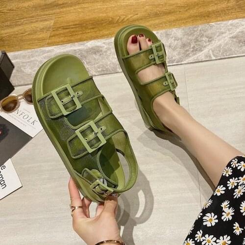 2021 New Summer Women Platform Sandals Casaul Shoes Chunky Leather Sandals Outdoor Beach Sandals Womens Flat Sandals Open Toe