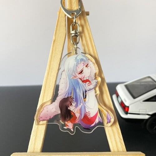 Cute Acrylic Keychain Anime Model Cartoon Inuyasha Keychain Transparent Double-sided Pendant Keychain Key Ring Accessories