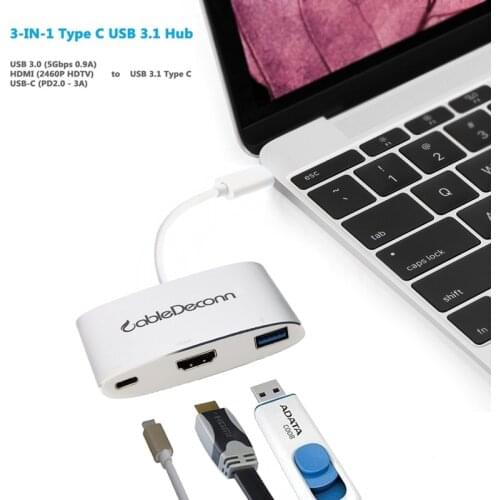 Thunderbolt 3 dock usb Type-C hub to HDMI USB 3.0 USB-C Charge Adapter cable 3in1 Multifunction converter for Macbook 2017 dell