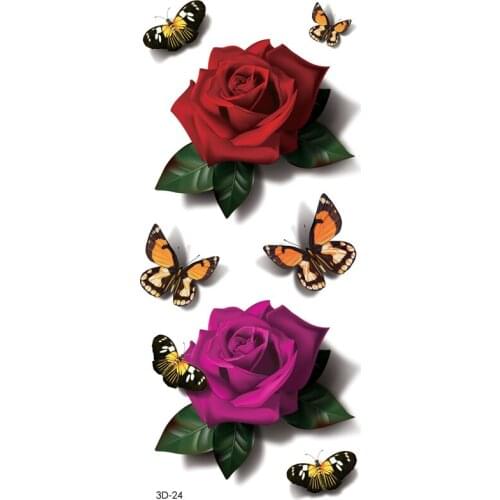Amazing 3d Butterfly Flash Tattoo Sticker Temporary Body Art, 19*9cm Waterproof Henna Tatoo Summer flower Tatto sticker