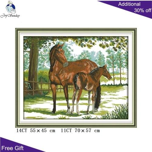 Joy Sunday Horse Mother And Son Home Decoration D904 14CT 11CT Counted and Stamped The Horse Mother And Son Cross Stitch Kits