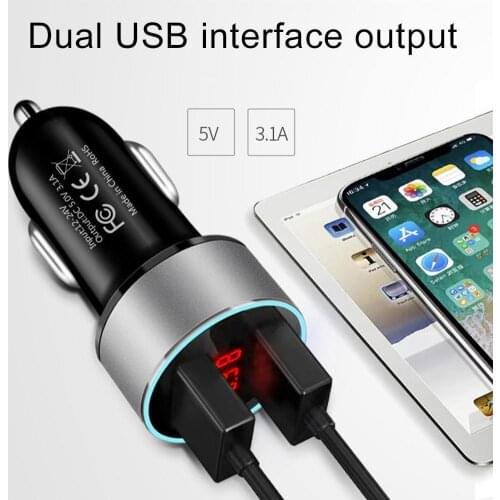 Universal Car Vehicle 3.1A Dual USB Mobile Phone Quick Charging Charger