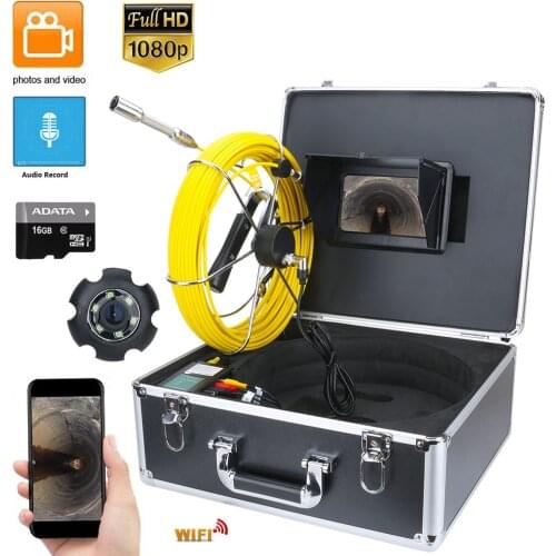 7inch DVR Wireless WiFi 20/30/50M Pipe Inspection Video Camera,Drain Sewer Pipeline Industrial Endoscope support Android/IOS