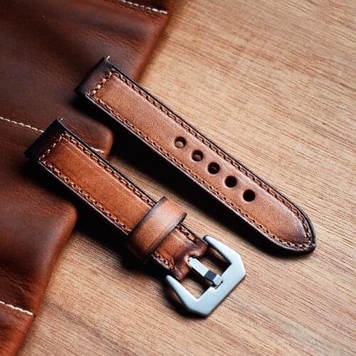 Vintage Watch Straps Leather Stainless Steel Buckle Watch Strap Belts Wistband Bracelet for Panerai 20mm 22mm 24mm