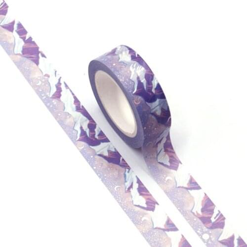 10pcs Decorative Purple Snow Mountains Silver Foil Washi Tapes DIY Bullet journal Adhesive Masking Tapes Kawaii Papeleria