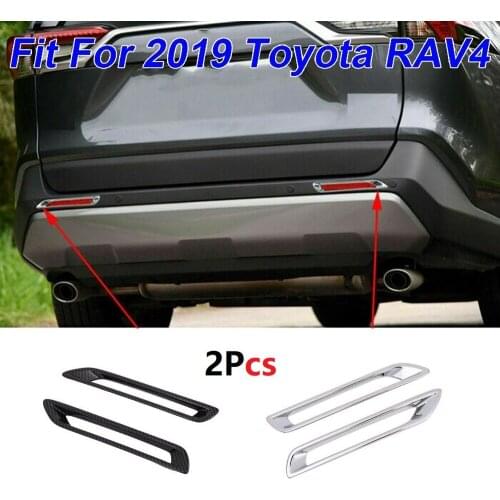 2Pcs For Toyota Rav4 2019 2020 ABS Chrome/Carbon Fiber Rear Reflector Fog Light Lamp Cover Sticker Decoration Trim Accessories