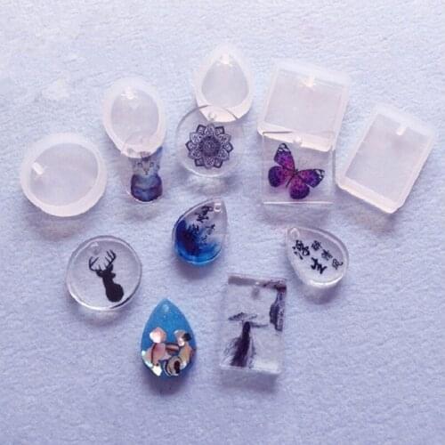 20Pcs/Set Crystal Epoxy Resin Mold Keychain Pendant Casting Silicone Mould Kit