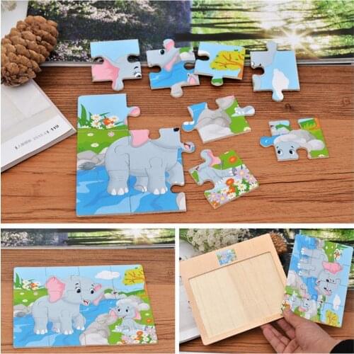 200pcs Cartoon Animal Traffic Jigsaw Puzzle Toys Wooden Board Toy Kids Cognitive Develop Early Education Puzzle Toys