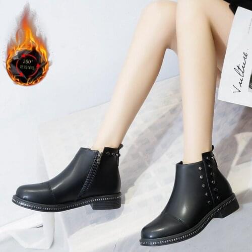 2020 Winter Boots Women Platform Middle Tube Boots Womens Fashion Casual Street Style Winter Black Shoes Tenis Feminino U11-83