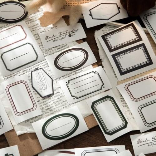6 Pcs Writeable Sticker Set Vintage Frame Stickers Decorative Label For Scrapbooking Diary Book Planner Travel Journal Art Craft