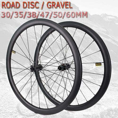 700C Carbon Wheel set 30 35 38 47 50 60 88mm Tubeless Road Disc Brake Gravel Rim