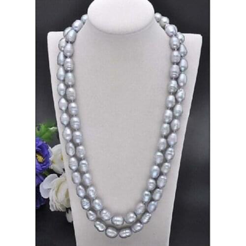 AAA 9-10MM SOUTH SEA GRAY NECKLACEE PEARL NECKLACE 50" SHELL CLASP