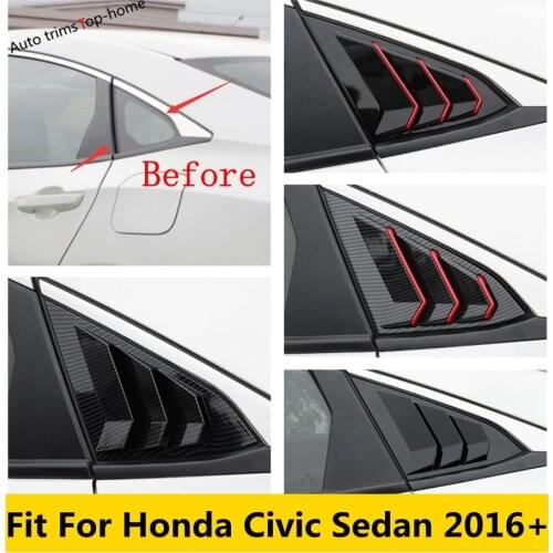ABS Red Carbon Fiber Exterior Rear Window Triangle Shutter Panel Decor Cover Trim For Honda Civic Sedan 2016 - 2020 Accessories