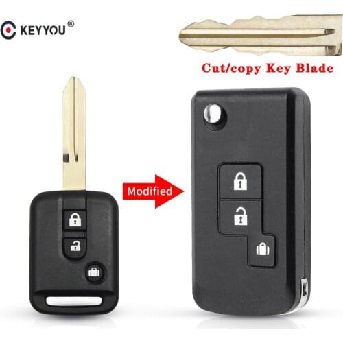 KEYYOU Cut/Uncut Blade 3 Buttons Modified Flip Folding Car Key Shell Fob Cover Case For Nissan Micra 350Z Pathfinder Navara