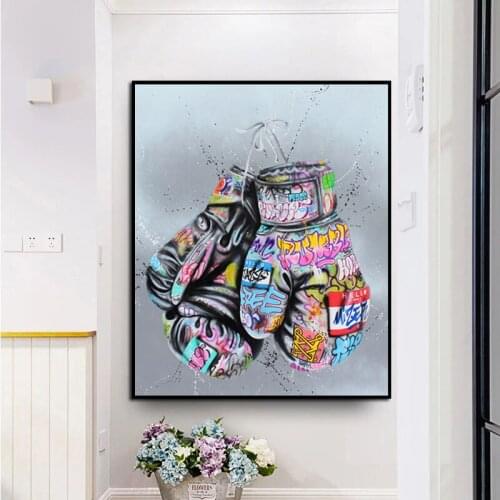 Colored Boxing Glove Graffiti Art Poster Print Painting Street Wall Art Painting Modern Living Room Home Decoration Painting