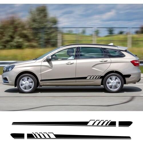 For Lada Xray Largus Granta Niva 2Pcs Car Long Side Stripe Stickers Auto Vinyl Film Decals DIY Styling Car Tuning Accessories