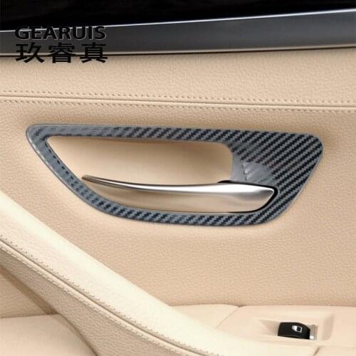 For BMW 5 Series F10 F18 Carbon Fiber Interior Door Bowl Door handle Sticker and Decals Decoration Cover Car Styling Accessories