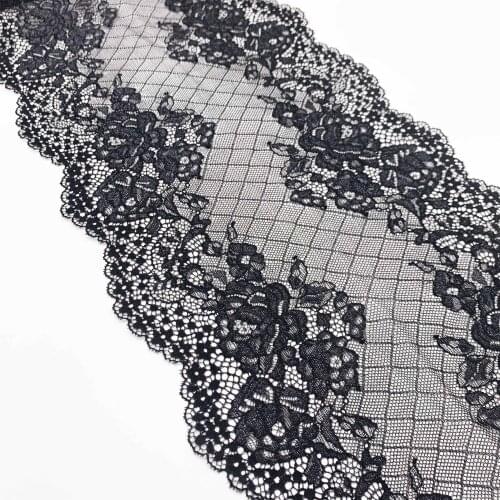 3y/lot 8 7/8 inch Shiny dark red black stretch elastic lace trim with shimmer trimming garment accessory DIY material fabric