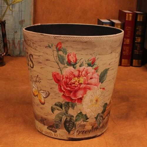 European retro pastoral trash trash baskets no cover large antique living room at home fashion goods wastebasket Decoration