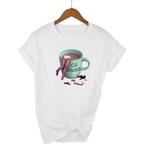 Good morning print T Shirt 13 Colors Basic T Shirt Women Casual O-neck Harajuku Summer Top Korean Hipster White Tshirt XS-XL