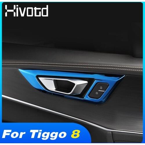 Hivotd Inner Door Handle Bowl Cover Stainless Steel Interior Decoration Accessories Car Styling Parts For Chery Tiggo 8 Pro 2021