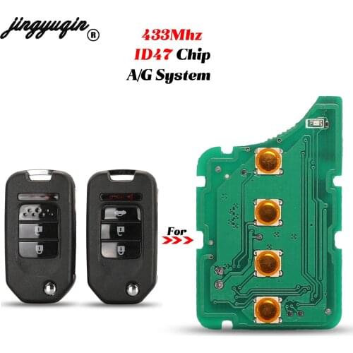 Jingyuqin 3/4 Buttons 433Mhz ID47 Chip A/G System Car Remote Key Circuit Board Fob For Honda Greiz Civic City XRV Vezel