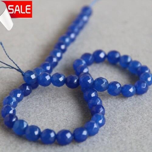 Min Order1) 8mm Fashion Natural Blue Chalcedony Round Beads DIY Stone Beads 15inch Jewelry Making Design Wholesale And retail