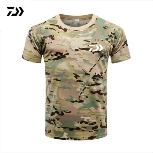 Men DAIWA Fishing T Shirt Summer Man Short Sleeve Camouflage Fishing Clothing Outdoor Sport Breathable Quick Dry Fishing Clothes