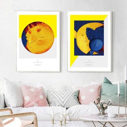 BALLEAY ART Living Room Bedroom Wall Decor Canvas Painting Moon Abstract Prints Unframed Vintage Wall Art Posters and Prints
