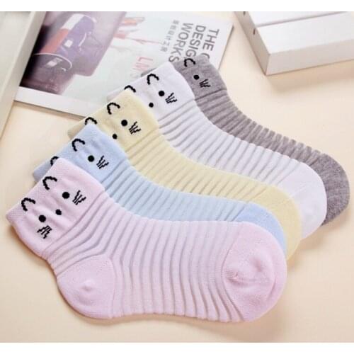Hot Sale Summer New 5 pairs /Lot Children Socks Glass fiber breathable Cute Cat pattern Cool Girls Socks 3-12 Y Kids Socks
