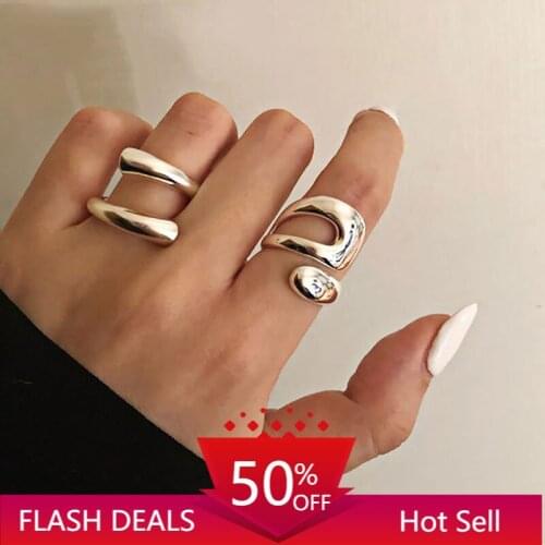 2021 New Minimalist Rings for Women Fashion Creative Hollow Irregular Geometric Birthday Party Jewelry Gifts Anillos кольца