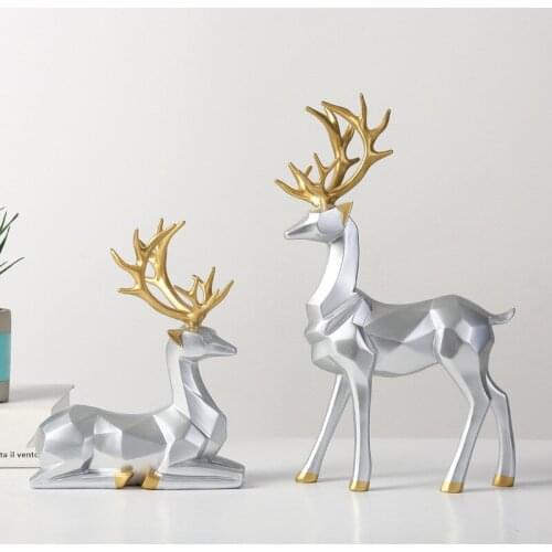 New European Resin Deer Figurine Statue Living Room Decor Sculpture Creative Gifts home decor home decoration accessories