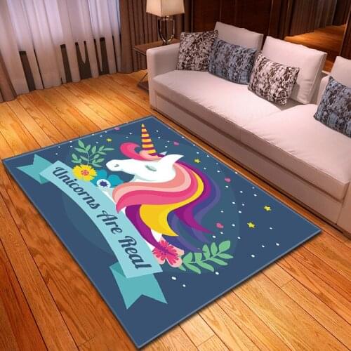 New Cute Unicorn 3D Printed Carpet Soft Flannel Kids Bedroom Play Area Rug Child Room Game Floor Mat Home decorate Large carpets