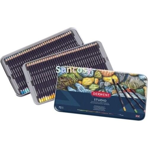 DERWENT Studio 12 24 36 72 Colour Pencils in Tin, are super soft and blendable, Art Drawing Crafts Adult Colouring Books
