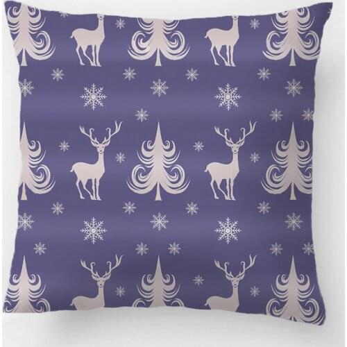 Christmas Holiday Deer Stag Pattern Blue Silver Wedding Decorative Cushion Cover Pillow Case Customize Gift For Seat Pillowcase