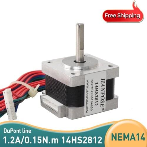 Free shipping 1pcS neam14 stepper motor 14HS2812 1.2A 2-phase 4-wire 1.8-degree 28mm length hybrid for new CNC 3D printer