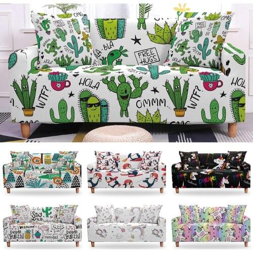 Nordic Cartoon Animal Sofa Cover Tight Wrap All-inclusive Slip-resistant Elastic Cubre Sofa Towel Corner Sofa Couch Cover