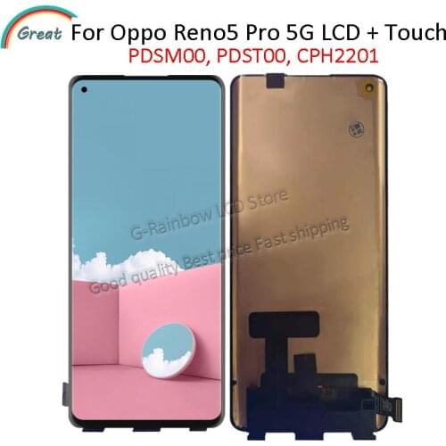 Super AMOLED For Oppo Reno5 Pro 5G LCD Display Touch Panel Screen Digitizer For Reno 5 Pro 5G PDSM00 PDST00 CPH2201 Display