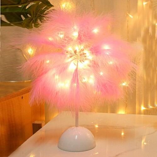 LED Night Light USB Fairy Light Feather Table Lamp Desk Decora Living Room Party Christmas Wedding Girl Bedroom Feather Light