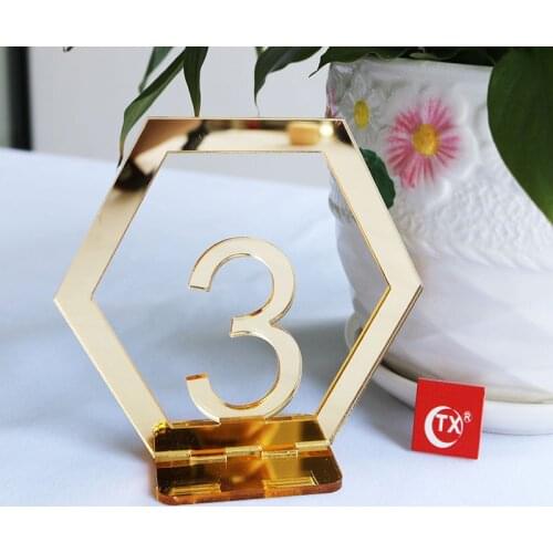 Table Number Signs for Wedding Party Decor,Gold Acrylic Number,Roman Numerals Geometric Centerpiece with free shipping 10PCS/LOT