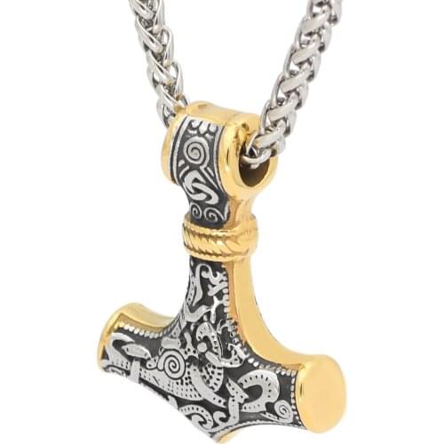 Titanium Steel Two Color Raytheon Hammer Necklace Domineering Mens Necklace Sweater Chain Hip Hop Rock Party Jewelry