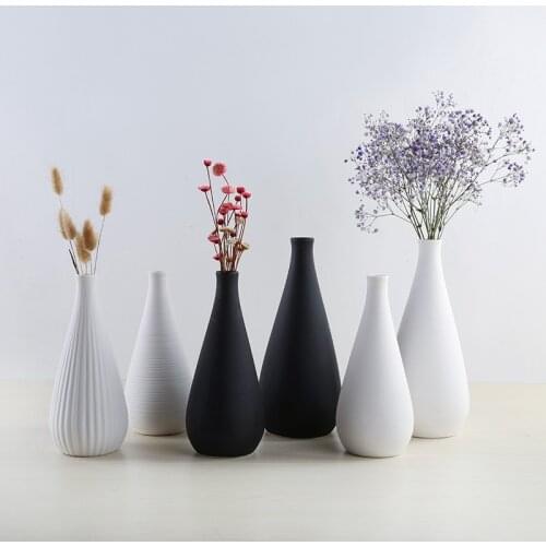 Nordic Modern Simple Ceramic Vase Black White Dried Flower Flower Arrangement Tabletop Ornament Vase Home Decor Wedding Gifts