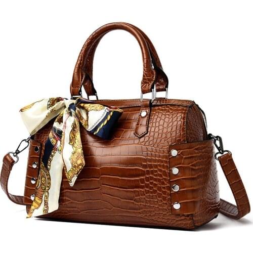 Vintage Luxury Designer Women Shoulder Crossbody Bag Large Tote Bag Womens PU Leather Handbags Female Crocodile Messenger Bag