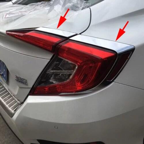 Rear Taillight 4Pcs/Set Car Styling Trims For Honda 10TH Civic 2016-2019 Sedan Chrome Tail Light Strips Molding Accessories