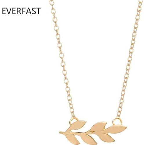 Everfast 1pc Trendy Leaf Pendant Necklace Charm Chain Fashion Plant Branch Jewelry For Girls Kids Dropshipping Store