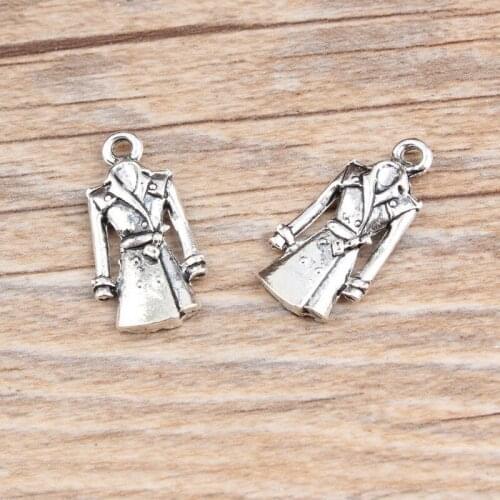 10pcs Vintage Silver Clothing Charms Robe Windbreaker Coat Metal Pendants Necklace Bracelet DIY Floating Jewelry Making YZ299